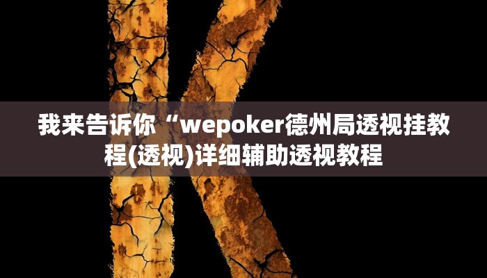我来告诉你“wepoker德州局透视挂教程(透视)详细辅助透视教程