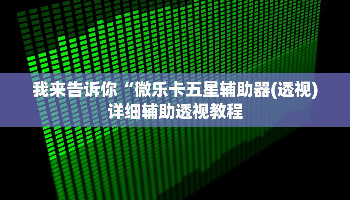 我来告诉你“微乐卡五星辅助器(透视)详细辅助透视教程