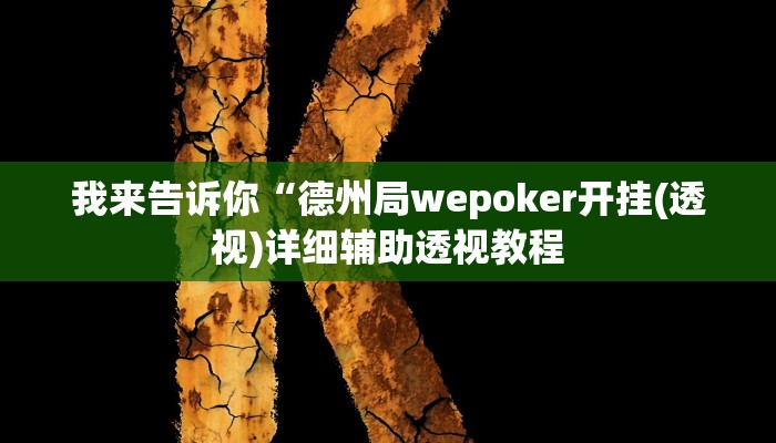 我来告诉你“德州局wepoker开挂(透视)详细辅助透视教程