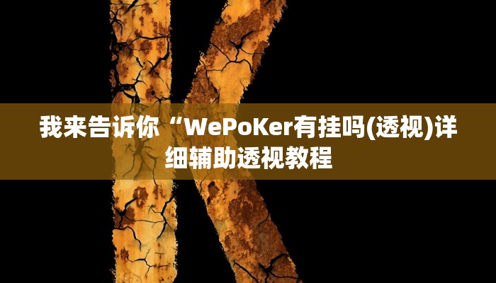 我来告诉你“WePoKer有挂吗(透视)详细辅助透视教程