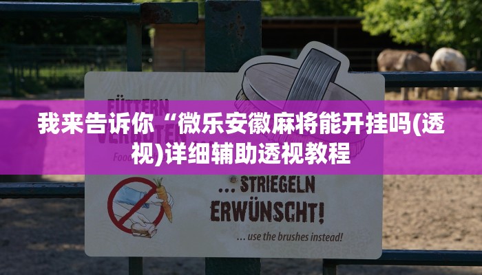 我来告诉你“微乐安徽麻将能开挂吗(透视)详细辅助透视教程