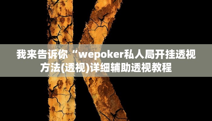 我来告诉你“wepoker私人局开挂透视方法(透视)详细辅助透视教程