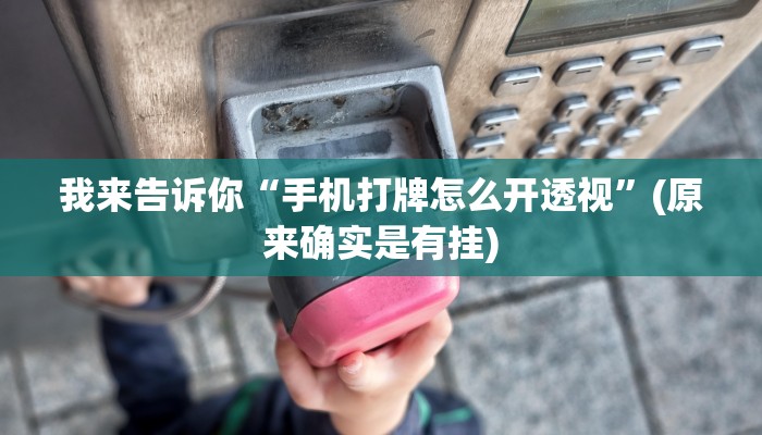 我来告诉你“手机打牌怎么开透视”(原来确实是有挂)