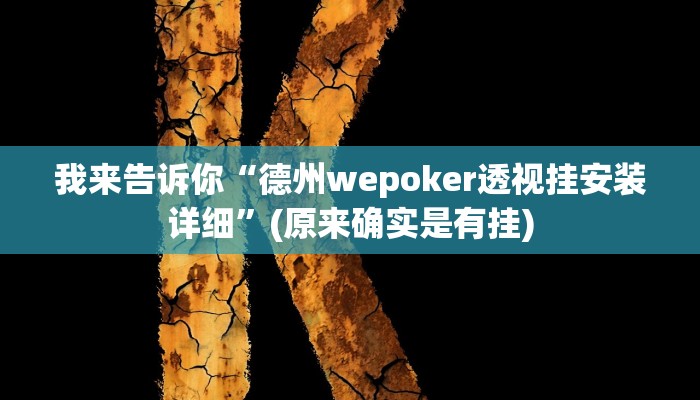 我来告诉你“德州wepoker透视挂安装详细”(原来确实是有挂)
