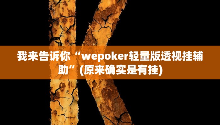 我来告诉你“wepoker轻量版透视挂辅助”(原来确实是有挂)