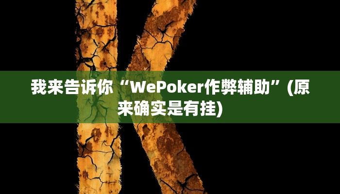 我来告诉你“WePoker作弊辅助”(原来确实是有挂)
