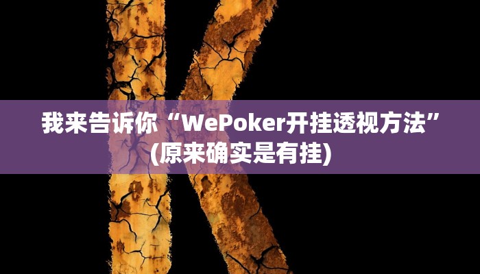 我来告诉你“WePoker开挂透视方法”(原来确实是有挂)