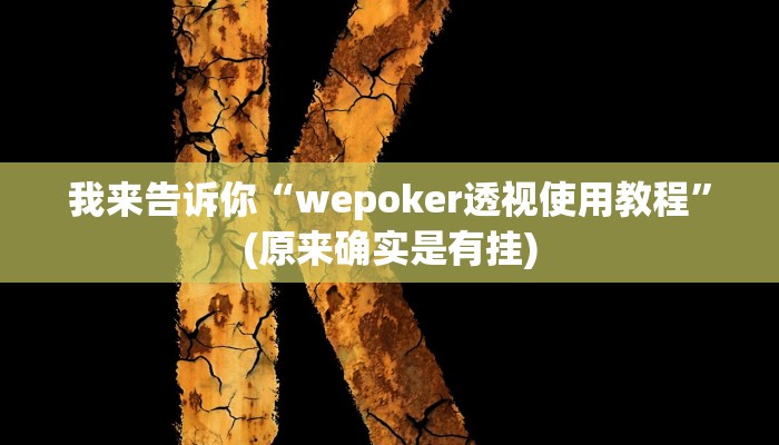 我来告诉你“wepoker透视使用教程”(原来确实是有挂)
